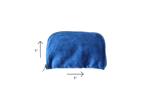 Italian Velveteen Jewelry Blue Clutch Carrier