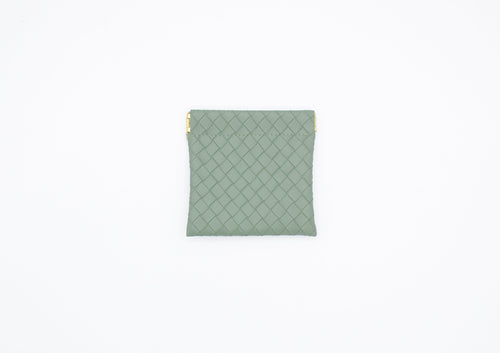 Intrecciato Weave Green Pouch
