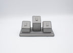 Grey Leatherette Triple Ring Display