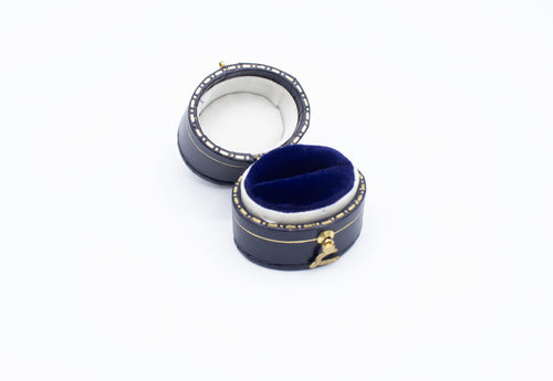 Mini Oval Leatherette Blue Box