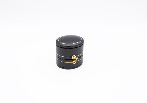 Mini Oval Leatherette Black Ring Box