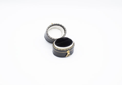 Mini Oval Leatherette Black Ring Box