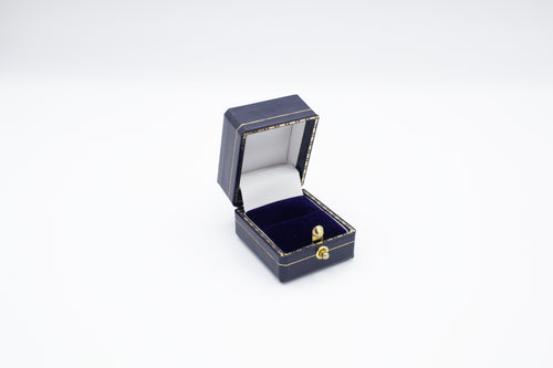 Mini Leatherette Blue Ring Box