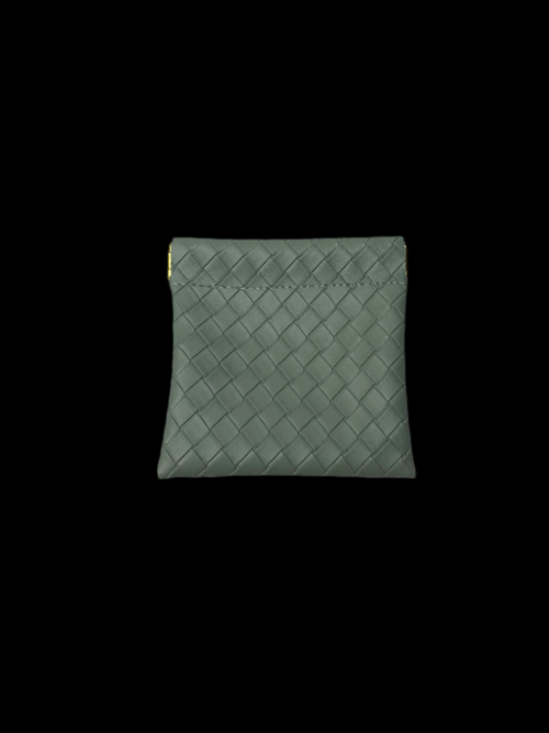 Intrecciato Weave Green Pouch
