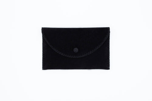 Black Button Middle Split Snap Pouch