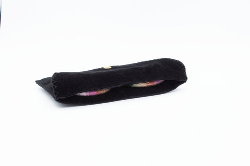 Black Button Middle Split Snap Pouch