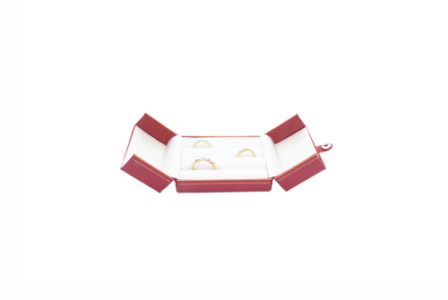 Leatherette Look Double Door Red Multi-Ring Box