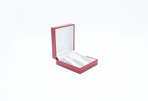 Leatherette Look Red Earring Box (Small)