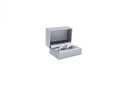 Lux Silver Leatherette Double Ring Box