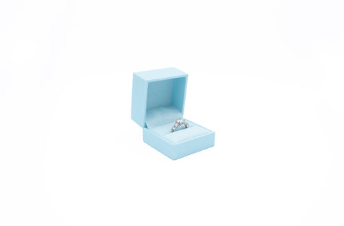 Lux Light Blue Leatherette Ring Box