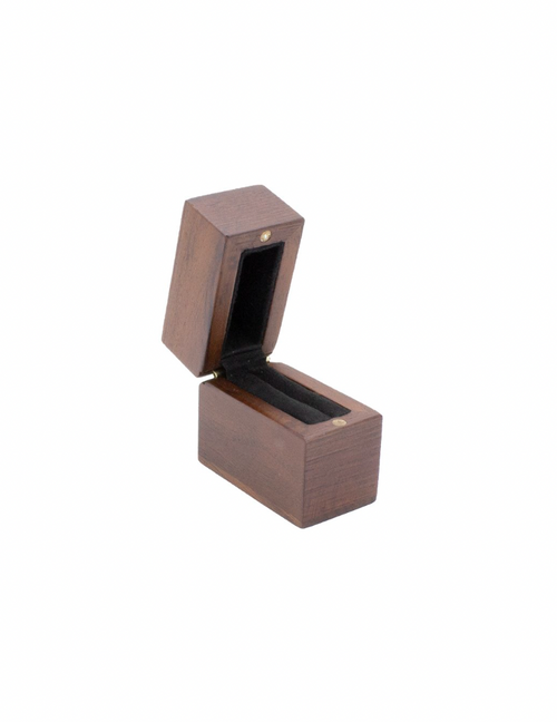 Brown Matte Wood Slim Ring Box